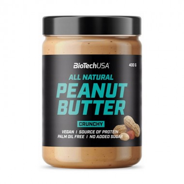 Biotech USA All Natural Peanut Butter Crunchy 400 грамм, хрустящее арахисовое масло 