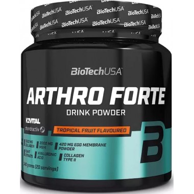 Biotech USA Arthro Forte 340 грамм, ароматизированный порошок напитка с коллагеном, глюкозамином, хондроитином, МСМ, витамином С, растительными экстрактами