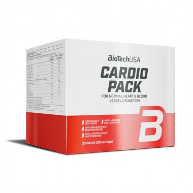 Biotech USA Cardio Pack 30 пакетиків, полівітамінний препарат з мінералами, ресвератролом, L-карнітином, L-аргініном і незамінними жирними кислотами