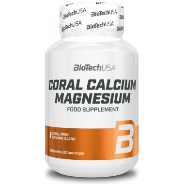 Biotech USA Coral Calcium Magnesium 100 таблеток, кальций и магний в пропорции 2:1